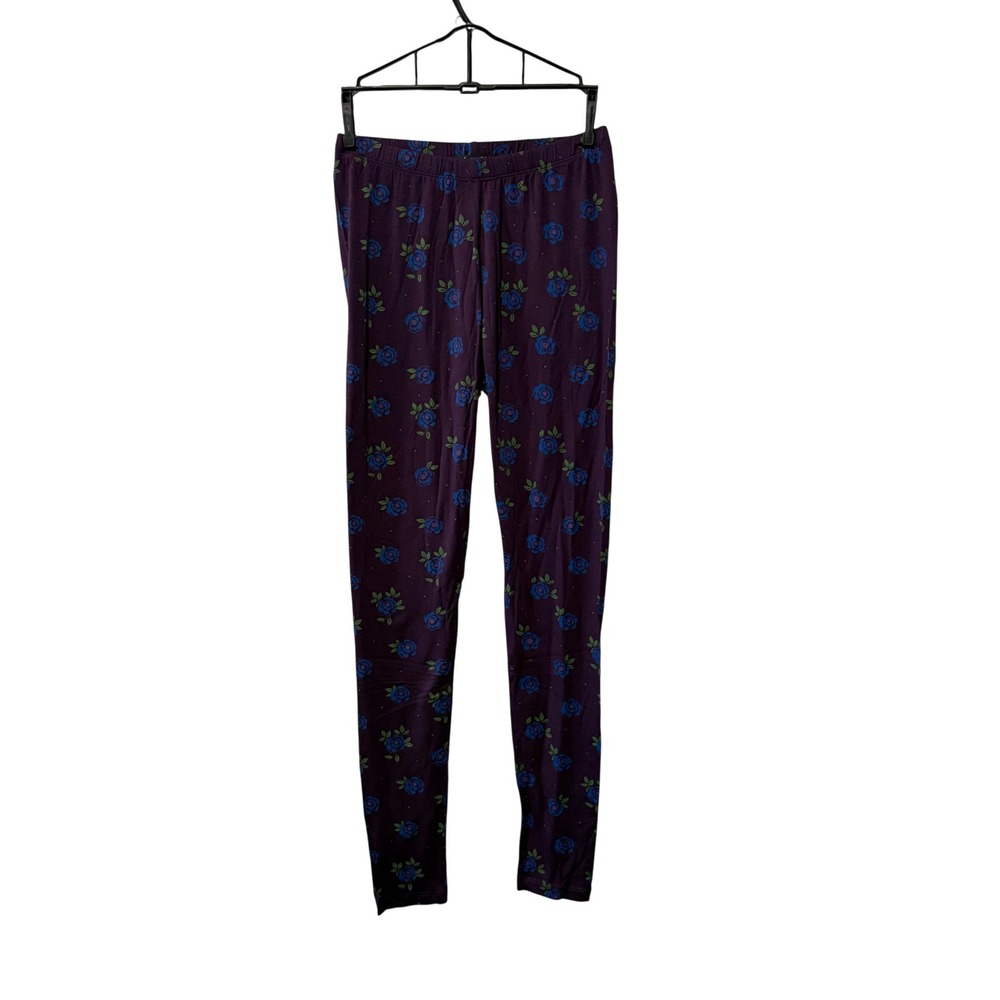 Gudrun Sjoden Oland Leggings Women Small Purple Floral Rose Lyocell Stretch Boho
